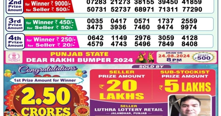 Lottery Sambad Old Result 1PM 25.08.24