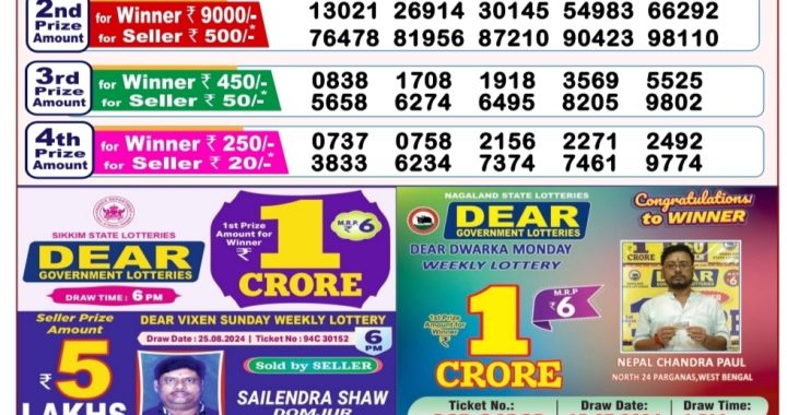 Lottery Sambad Old Result 8PM 30.08.24