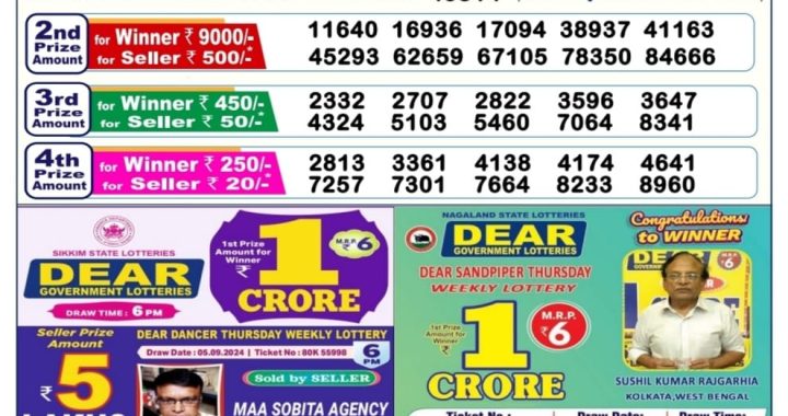 Lottery Sambad Old Result 6PM 10.09.24