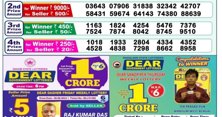 Lottery Sambad Old Result 1PM 5.09.24
