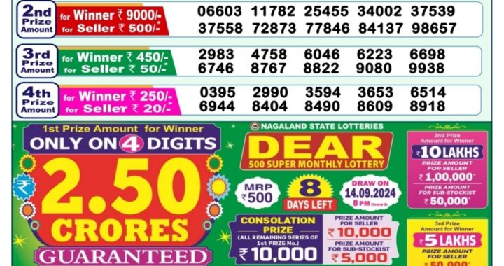 Lottery Sambad Old Result 1PM 6.09.24