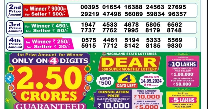 Lottery Sambad Old Result 1PM 10.09.24