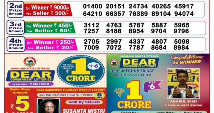 Lottery Sambad Old Result 8PM 10.09.24