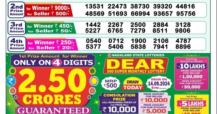 Lottery Sambad Old Result 1PM 14.09.24