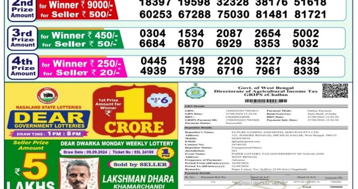 Lottery Sambad Old Result 1PM 16.09.24