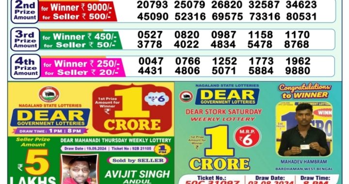 Lottery Sambad Old Result 1PM 25.09.24