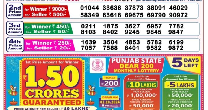 Lottery Sambad Old Result 8PM 26.09.24