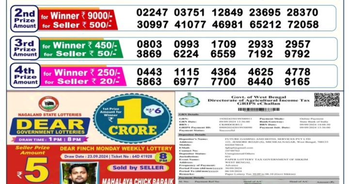 Lottery Sambad Old Result 6PM 30.09.24