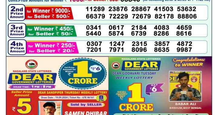 Lottery Sambad Old Result 1PM 26.09.24
