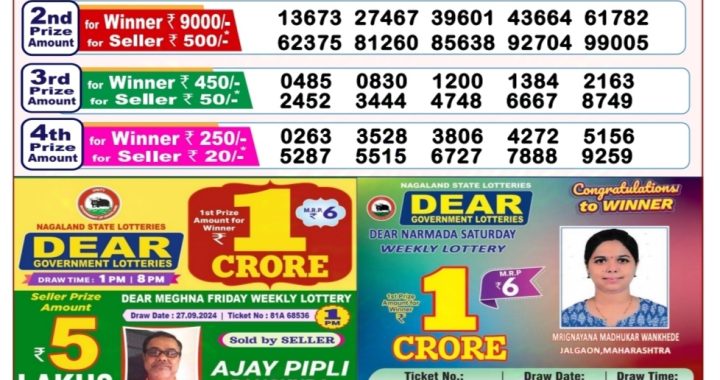 Lottery Sambad Old Result 8PM 4.10.24
