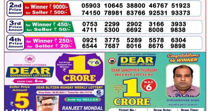 Lottery Sambad Old Result 8PM 8.10.24