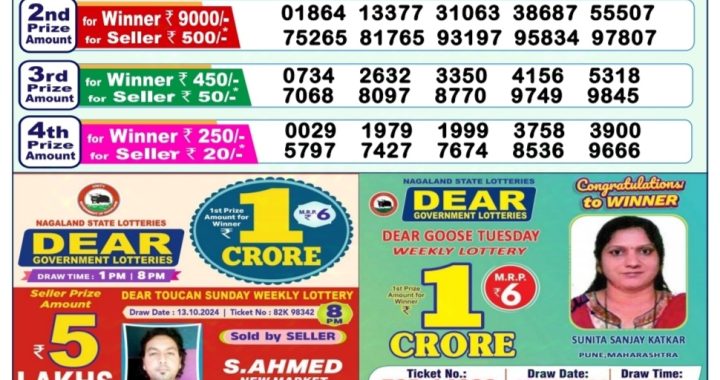 Lottery Sambad Old Result 1PM 19.10.24