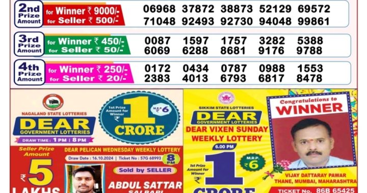 Lottery Sambad Old Result 8PM 22.10.24