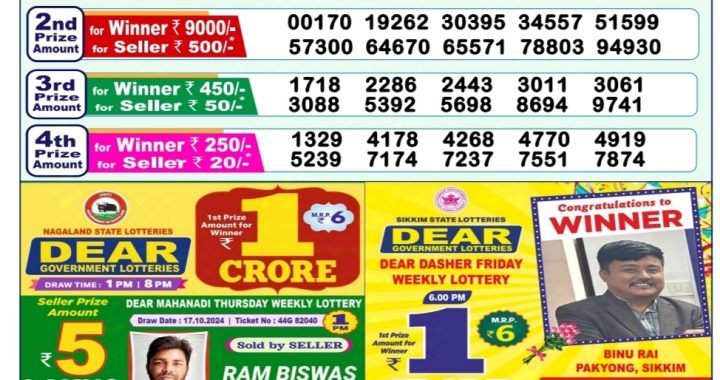 Lottery Sambad Old Result 1PM 23.10.24