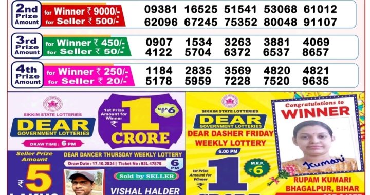 Lottery Sambad Old Result 8PM 23.10.24