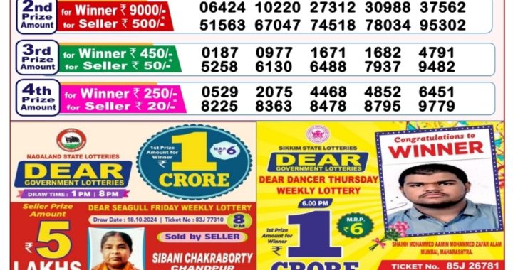 Lottery Sambad Old Result 8PM 25.10.24