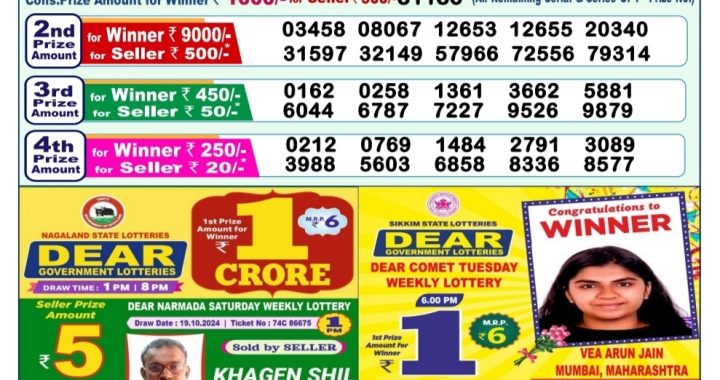 Lottery Sambad Old Result 1PM 26.10.24