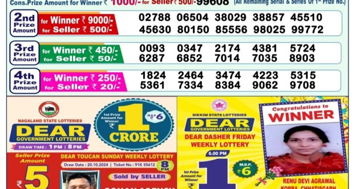 Lottery Sambad Old Result 1PM 27.10.24