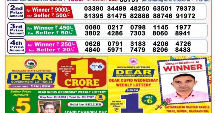 Lottery Sambad Old Result 8PM 29.10.24