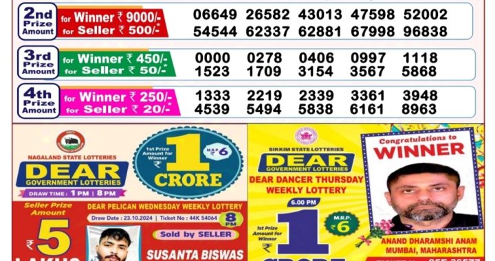 Lottery Sambad Old Result 8PM 30.10.24