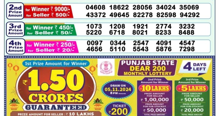 Lottery Sambad Old Result 1PM 1.11.24