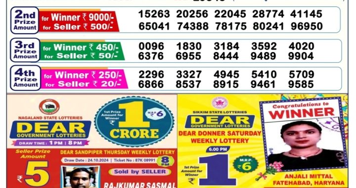 Lottery Sambad Old Result 6PM 1.11.24