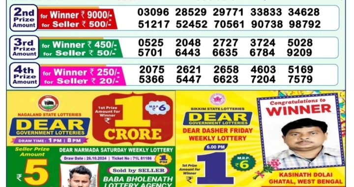 Lottery Sambad Old Result 1PM 3.11.24