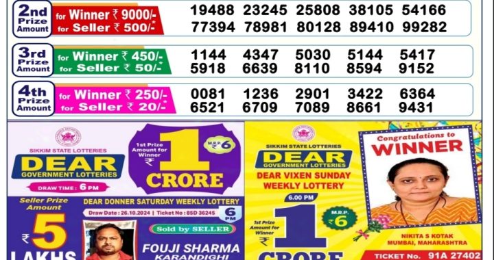 Lottery Sambad Old Result 6PM 3.11.24